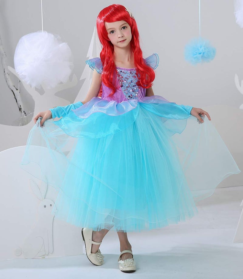 CQDY Ariel Princess Dress Little Mermaid Halloween Costumes Dress Up Party Girls Cosplay Kids Ball Gown - Image 2